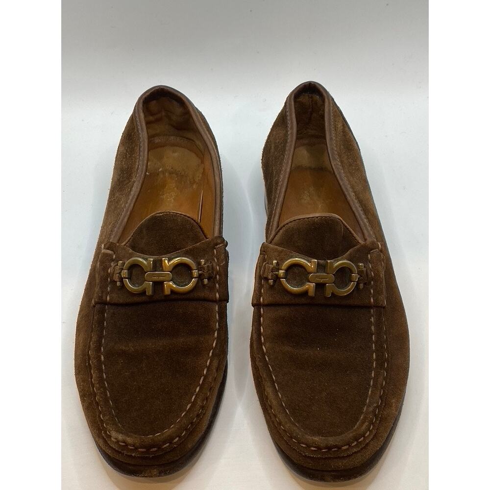 SALVATORE FERRAGAMO Men's Brown Vintage Round Toe Slip-On Leather Loafers SZ 5.5 - Picture 2 of 12